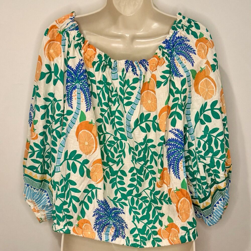 C&C California Linen Blend Top Summer Multicolor Print Plus Sz XL NWT! - Picture 2 of 5